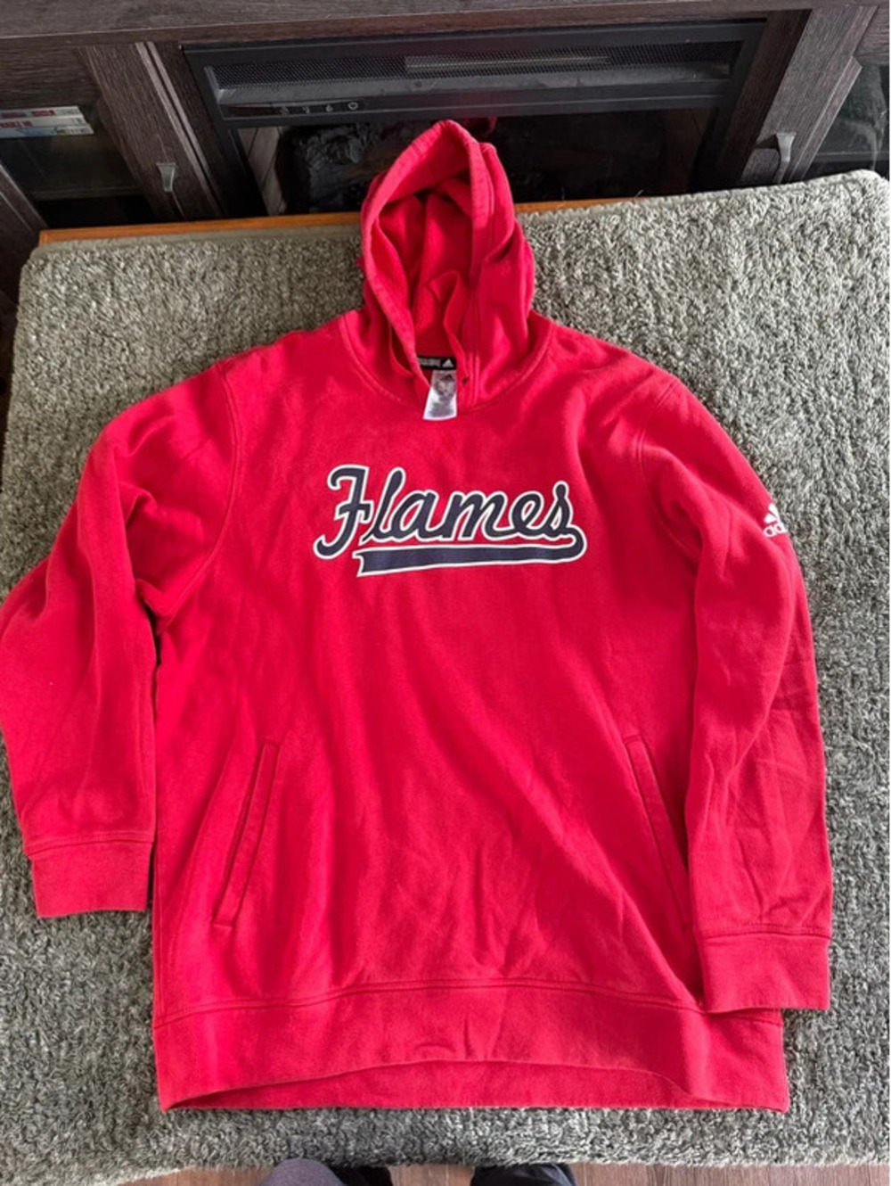Adidas Flames Red Hoodie Sweatshirt XL